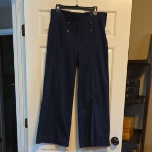 Navy High-Waisted Wide-Leg Pants
